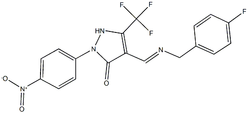 4-{[(4-fluorobenzyl)imino]methyl}-2-{4-nitrophenyl}-5-(trifluoromethyl)-1,2-dihydro-3H-pyrazol-3-one Struktur