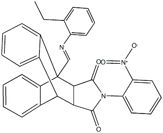 1-{(E)-[(2-ethylphenyl)imino]methyl}-17-{2-[hydroxy(oxido)amino]phenyl}-17-azapentacyclo[6.6.5.0~2,7~.0~9,14~.0~15,19~]nonadeca-2,4,6,9,11,13-hexaene-16,18-dione Struktur