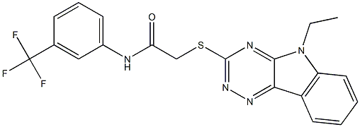 2-[(5-ethyl-5H-[1,2,4]triazino[5,6-b]indol-3-yl)sulfanyl]-N-[3-(trifluoromethyl)phenyl]acetamide Struktur