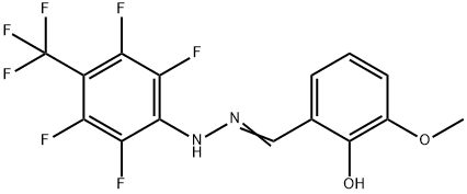 2-hydroxy-3-methoxybenzaldehyde [2,3,5,6-tetrafluoro-4-(trifluoromethyl)phenyl]hydrazone Struktur