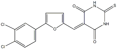 5-{[5-(3,4-dichlorophenyl)-2-furyl]methylene}-2-thioxodihydro-4,6(1H,5H)-pyrimidinedione Struktur