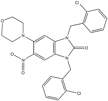 1,3-bis(2-chlorobenzyl)-5-nitro-6-(4-morpholinyl)-1,3-dihydro-2H-benzimidazol-2-one Struktur