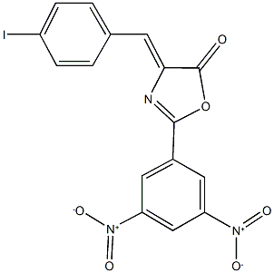 2-{3,5-bisnitrophenyl}-4-(4-iodobenzylidene)-1,3-oxazol-5(4H)-one Struktur