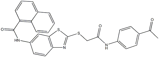 N-(2-{[2-(4-acetylanilino)-2-oxoethyl]sulfanyl}-1,3-benzothiazol-6-yl)-1-naphthamide Struktur