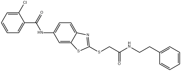 2-chloro-N-[2-({2-oxo-2-[(2-phenylethyl)amino]ethyl}sulfanyl)-1,3-benzothiazol-6-yl]benzamide Struktur