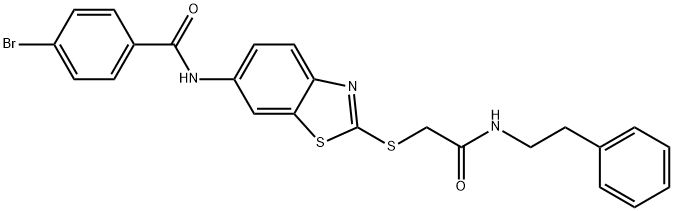 4-bromo-N-[2-({2-oxo-2-[(2-phenylethyl)amino]ethyl}sulfanyl)-1,3-benzothiazol-6-yl]benzamide Struktur