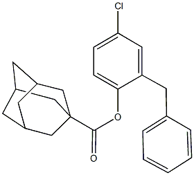 2-benzyl-4-chlorophenyl 1-adamantanecarboxylate Struktur