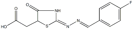 {2-[(4-fluorobenzylidene)hydrazono]-4-oxo-1,3-thiazolidin-5-yl}acetic acid Struktur