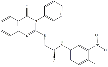 N-{4-fluoro-3-nitrophenyl}-2-[(4-oxo-3-phenyl-3,4-dihydro-2-quinazolinyl)sulfanyl]acetamide Struktur