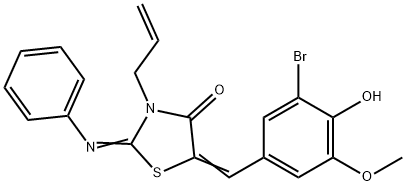 3-allyl-5-(3-bromo-4-hydroxy-5-methoxybenzylidene)-2-(phenylimino)-1,3-thiazolidin-4-one Struktur