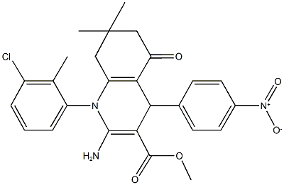 methyl 2-amino-1-(3-chloro-2-methylphenyl)-4-{4-nitrophenyl}-7,7-dimethyl-5-oxo-1,4,5,6,7,8-hexahydro-3-quinolinecarboxylate Struktur