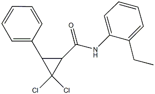 2,2-dichloro-N-(2-ethylphenyl)-3-phenylcyclopropanecarboxamide Struktur