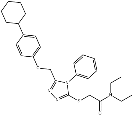 2-({5-[(4-cyclohexylphenoxy)methyl]-4-phenyl-4H-1,2,4-triazol-3-yl}sulfanyl)-N,N-diethylacetamide Struktur