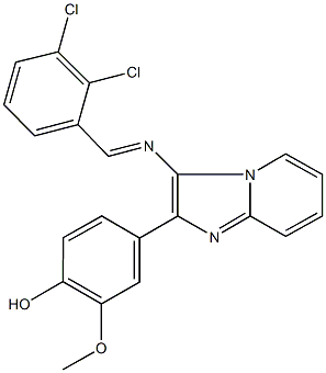 4-{3-[(2,3-dichlorobenzylidene)amino]imidazo[1,2-a]pyridin-2-yl}-2-methoxyphenol Struktur