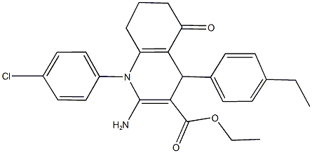 ethyl 2-amino-1-(4-chlorophenyl)-4-(4-ethylphenyl)-5-oxo-1,4,5,6,7,8-hexahydro-3-quinolinecarboxylate Struktur