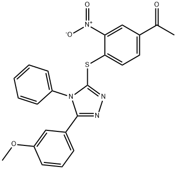 1-(3-nitro-4-{[5-(3-methoxyphenyl)-4-phenyl-4H-1,2,4-triazol-3-yl]sulfanyl}phenyl)ethanone Struktur