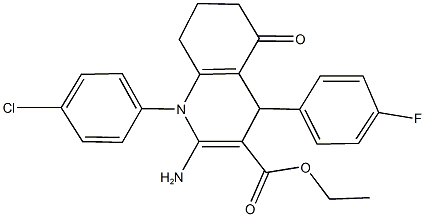 ethyl 2-amino-1-(4-chlorophenyl)-4-(4-fluorophenyl)-5-oxo-1,4,5,6,7,8-hexahydro-3-quinolinecarboxylate Struktur