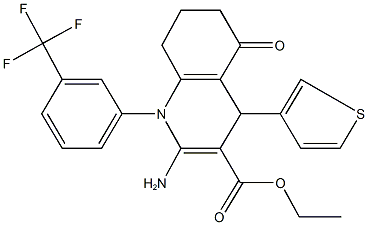 ethyl 2-amino-5-oxo-4-(3-thienyl)-1-[3-(trifluoromethyl)phenyl]-1,4,5,6,7,8-hexahydro-3-quinolinecarboxylate Struktur