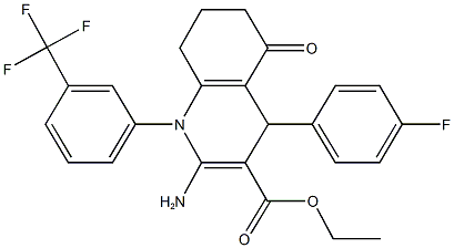 ethyl 2-amino-4-(4-fluorophenyl)-5-oxo-1-[3-(trifluoromethyl)phenyl]-1,4,5,6,7,8-hexahydro-3-quinolinecarboxylate Struktur