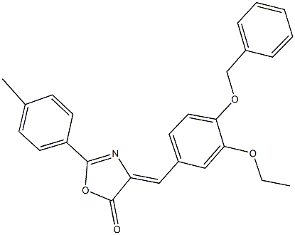 4-[4-(benzyloxy)-3-ethoxybenzylidene]-2-(4-methylphenyl)-1,3-oxazol-5(4H)-one Struktur