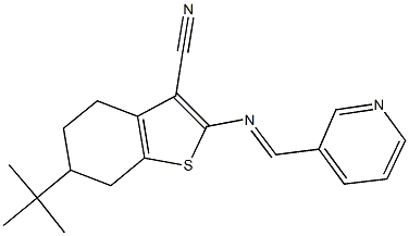 6-tert-butyl-2-[(3-pyridinylmethylene)amino]-4,5,6,7-tetrahydro-1-benzothiophene-3-carbonitrile Struktur