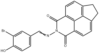 2-[(3-bromo-4-hydroxybenzylidene)amino]-6,7-dihydro-1H-indeno[6,7,1-def]isoquinoline-1,3(2H)-dione Struktur