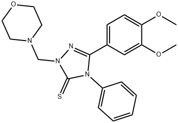 5-(3,4-dimethoxyphenyl)-2-(4-morpholinylmethyl)-4-phenyl-2,4-dihydro-3H-1,2,4-triazole-3-thione Struktur