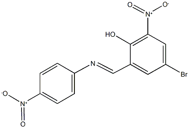 4-bromo-2-nitro-6-[({4-nitrophenyl}imino)methyl]phenol Struktur