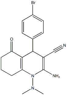 2-amino-4-(4-bromophenyl)-1-(dimethylamino)-5-oxo-1,4,5,6,7,8-hexahydro-3-quinolinecarbonitrile Struktur