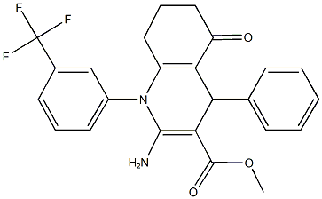 methyl 2-amino-5-oxo-4-phenyl-1-[3-(trifluoromethyl)phenyl]-1,4,5,6,7,8-hexahydro-3-quinolinecarboxylate Struktur