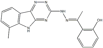 1-(2-hydroxyphenyl)ethanone (6-methyl-5H-[1,2,4]triazino[5,6-b]indol-3-yl)hydrazone Struktur