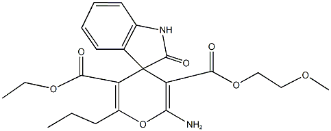 5'-ethyl 3'-(2-methoxyethyl) 2'-amino-1,3-dihydro-6'-propyl-2-oxospiro[2H-indole-3,4'-(4'H)-pyran]-3',5'-dicarboxylate Struktur