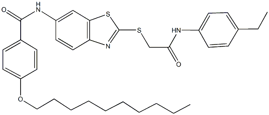 4-(decyloxy)-N-(2-{[2-(4-ethylanilino)-2-oxoethyl]sulfanyl}-1,3-benzothiazol-6-yl)benzamide Struktur