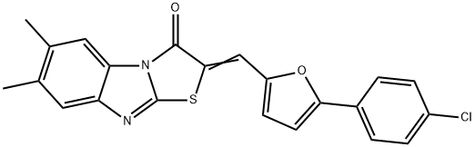 2-{[5-(4-chlorophenyl)-2-furyl]methylene}-6,7-dimethyl[1,3]thiazolo[3,2-a]benzimidazol-3(2H)-one Struktur