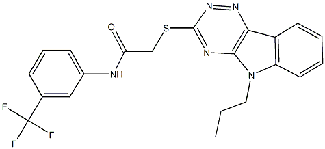 2-[(5-propyl-5H-[1,2,4]triazino[5,6-b]indol-3-yl)sulfanyl]-N-[3-(trifluoromethyl)phenyl]acetamide Struktur