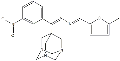 5-methyl-2-furaldehyde [{3-nitrophenyl}(1,3,5-triazatricyclo[3.3.1.1~3,7~]dec-7-yl)methylene]hydrazone Struktur