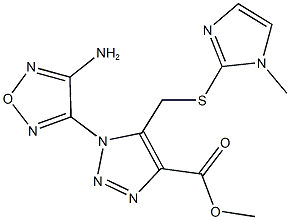 methyl 1-(4-amino-1,2,5-oxadiazol-3-yl)-5-{[(1-methyl-1H-imidazol-2-yl)sulfanyl]methyl}-1H-1,2,3-triazole-4-carboxylate Struktur