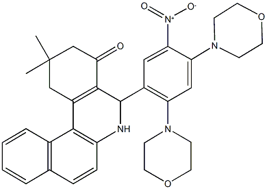 5-[5-nitro-2,4-di(4-morpholinyl)phenyl]-2,2-dimethyl-2,3,5,6-tetrahydrobenzo[a]phenanthridin-4(1H)-one Struktur