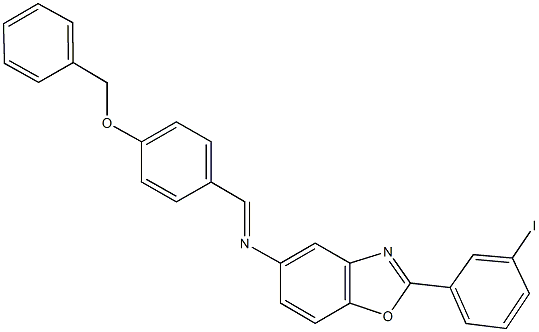 N-[4-(benzyloxy)benzylidene]-N-[2-(3-iodophenyl)-1,3-benzoxazol-5-yl]amine Struktur