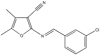 2-[(3-chlorobenzylidene)amino]-4,5-dimethyl-3-furonitrile Struktur