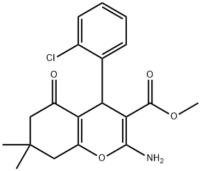 methyl 2-amino-4-(2-chlorophenyl)-7,7-dimethyl-5-oxo-5,6,7,8-tetrahydro-4H-chromene-3-carboxylate Struktur