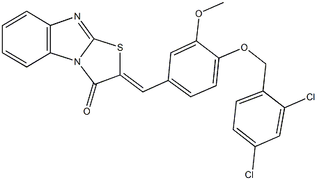 2-{4-[(2,4-dichlorobenzyl)oxy]-3-methoxybenzylidene}[1,3]thiazolo[3,2-a]benzimidazol-3(2H)-one Struktur