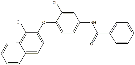 N-{3-chloro-4-[(1-chloro-2-naphthyl)oxy]phenyl}benzamide Struktur