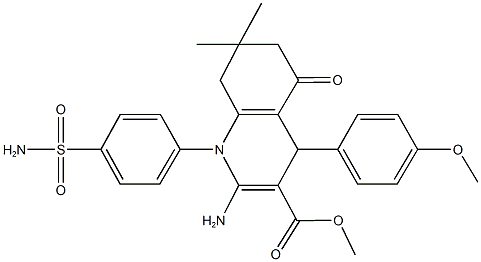 methyl 2-amino-1-[4-(aminosulfonyl)phenyl]-4-(4-methoxyphenyl)-7,7-dimethyl-5-oxo-1,4,5,6,7,8-hexahydro-3-quinolinecarboxylate Struktur