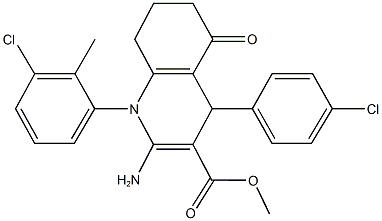 methyl 2-amino-1-(3-chloro-2-methylphenyl)-4-(4-chlorophenyl)-5-oxo-1,4,5,6,7,8-hexahydro-3-quinolinecarboxylate Struktur