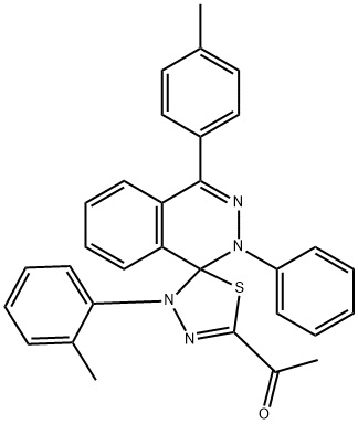 1-[4'-(2-methylphenyl)-4-(4-methylphenyl)-2-phenyl-1,2,4',5'-tetrahydrospiro(phthalazine-1,5'-[1,3,4]-thiadiazole)-2'-yl]ethanone Struktur