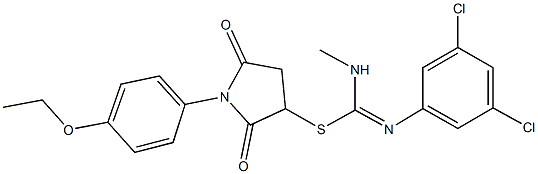 1-(4-ethoxyphenyl)-2,5-dioxo-3-pyrrolidinyl N'-(3,5-dichlorophenyl)-N-methylimidothiocarbamate Struktur