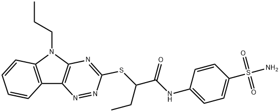 N-[4-(aminosulfonyl)phenyl]-2-[(5-propyl-5H-[1,2,4]triazino[5,6-b]indol-3-yl)sulfanyl]butanamide Struktur