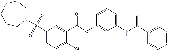 3-(benzoylamino)phenyl 5-(1-azepanylsulfonyl)-2-chlorobenzoate Struktur