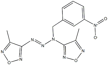 3-[1-{3-nitrobenzyl}-3-(4-methyl-1,2,5-oxadiazol-3-yl)-2-triazenyl]-4-methyl-1,2,5-oxadiazole Struktur